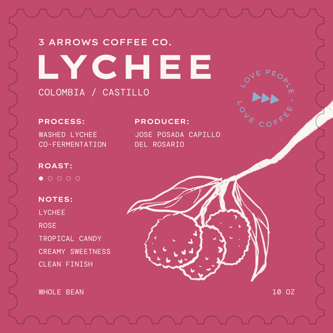 Lychee Colombia Lychee Co-Ferment Coffee – Jose Posada | 3 Arrows Coffee